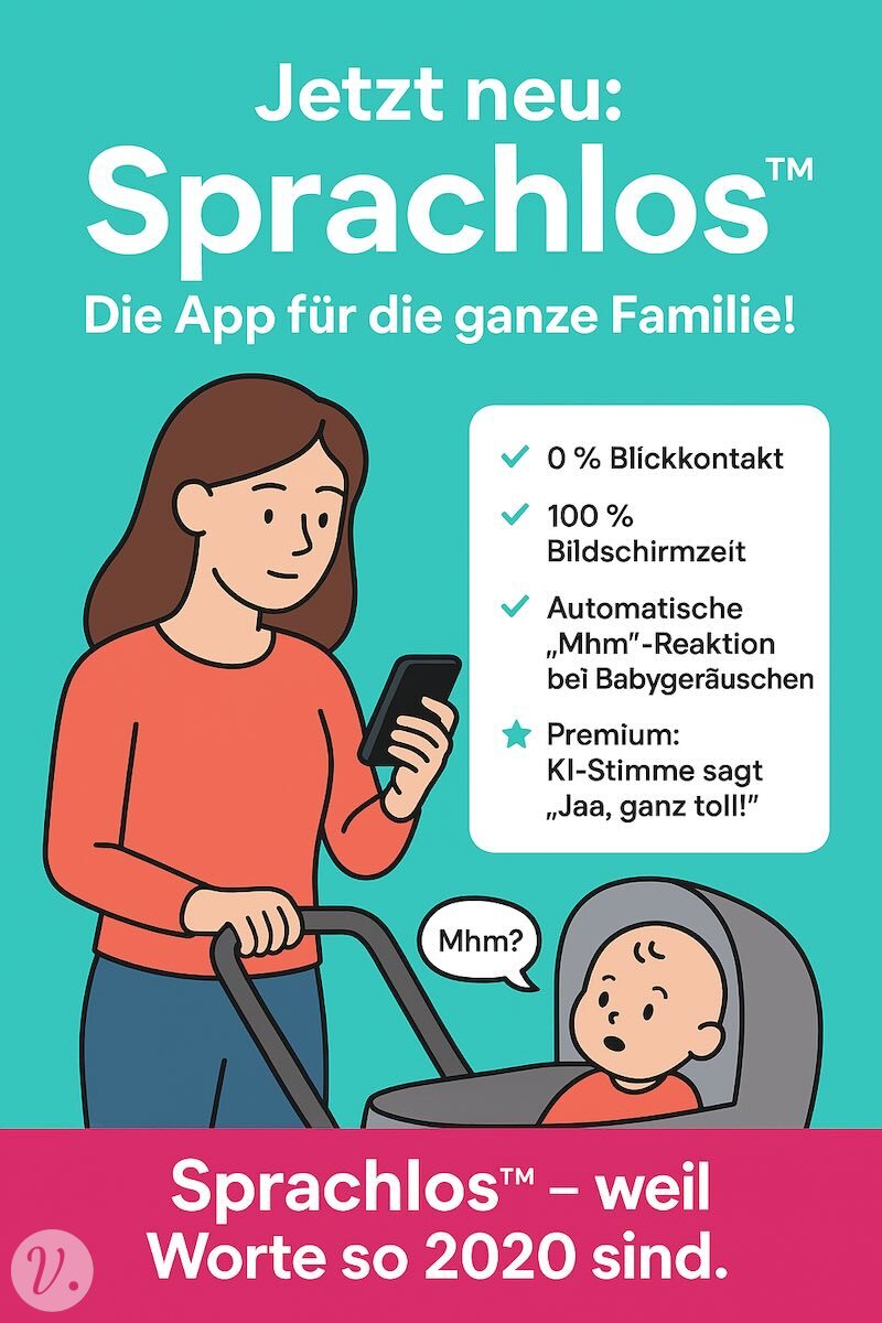 Werbeapp "Sprachlos" - ironischer Inhalt