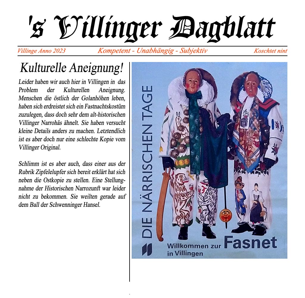 villinger dagblatt kultureller aneignung