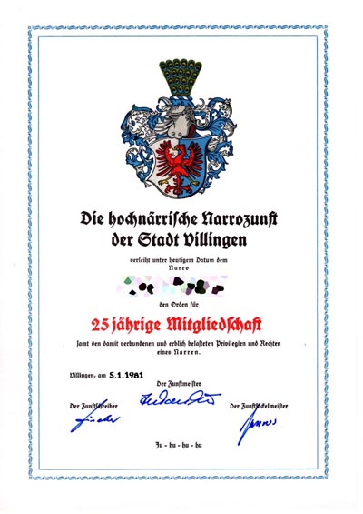 25 Jahre Mitgliedschaft