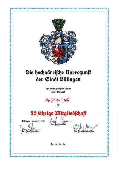 25 Jahre Mitgliedschaft