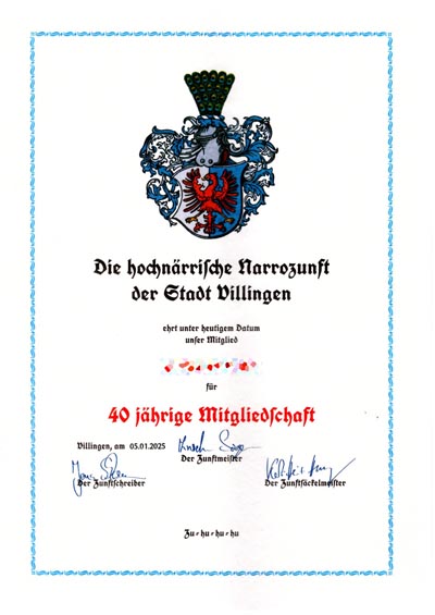40 Jahre Mitgliedschaft